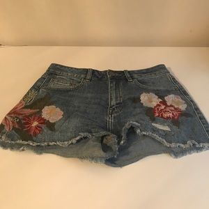 Free People Denim Shorts With Embroidery